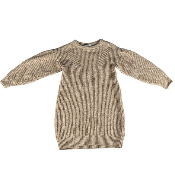 Old Navy Big Girl's Size 4T Camel Brown Long Sleeve Sweater Dress Casual Cozy - Picture 3 of 4